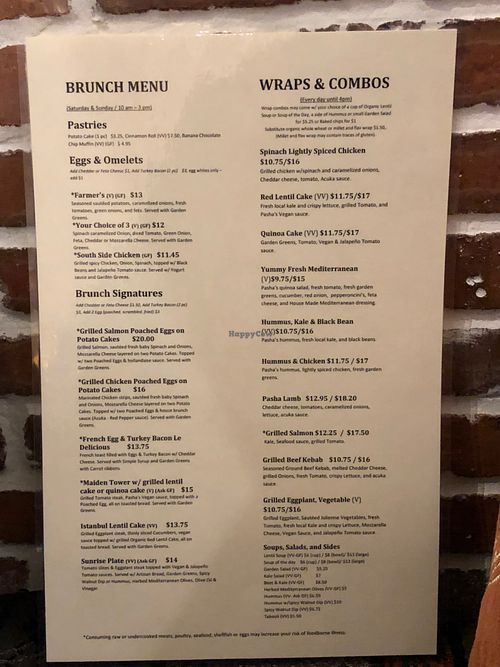 Brunch menu, with wraps and combos at Pasha Mezze in Norfolk