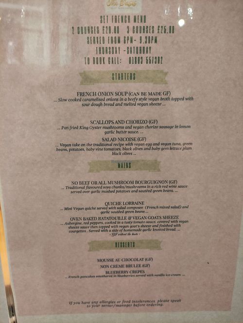 Menu at The Oasis Plant Based Eatery in Paignton