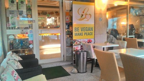 Entrance at Loving Hut in Menton