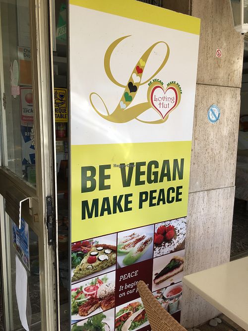 Sign  at Loving Hut in Menton