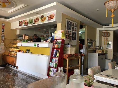 Inside the restaurant  at Loving Hut in Menton