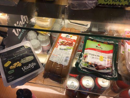 Vegan products  at Loving Hut in Menton