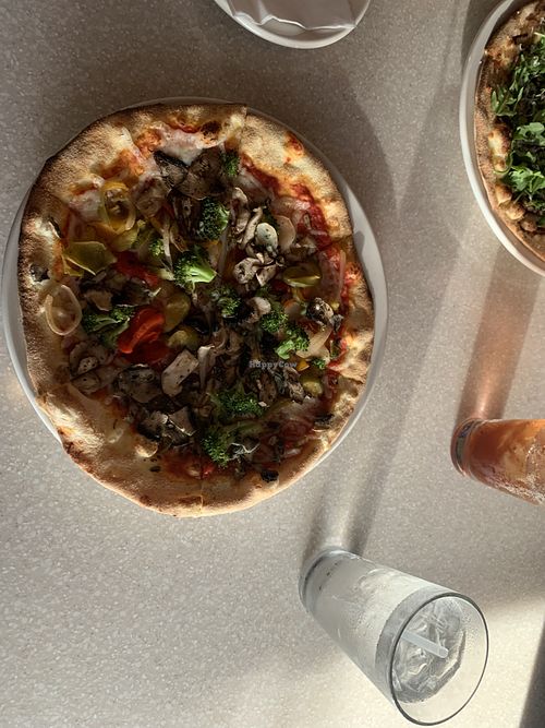 Roasted Vegetable Pizza with Vegan Cheese. If you want flavor, add some crushed red pepper. at Brixx Wood Fired Pizza in Hendersonville