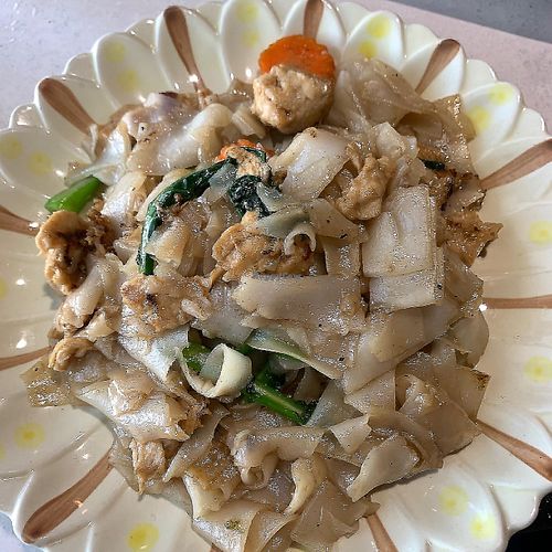 Pad see ew with soy chicken  at Asian Vegan Bistro in Bakersfield