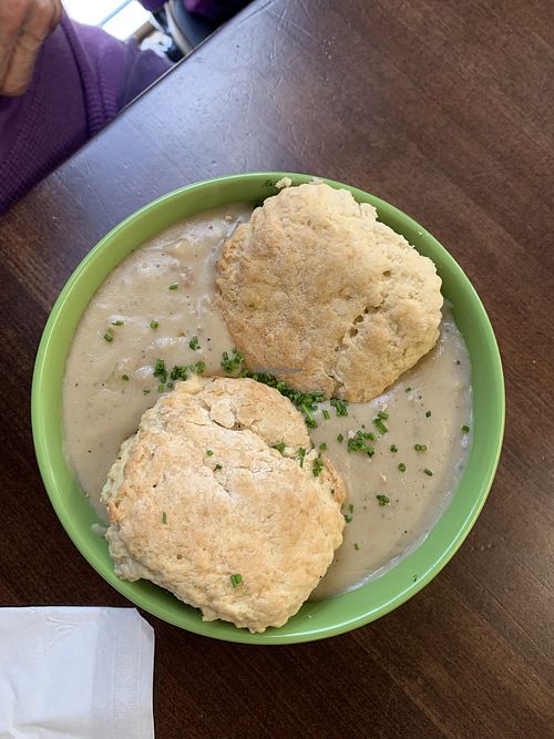 Vegan biscuits and gravy   at The Paisley Cafe in Orangevale