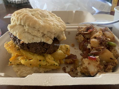 Vegan sausage biscuit (to go)   at The Paisley Cafe in Orangevale