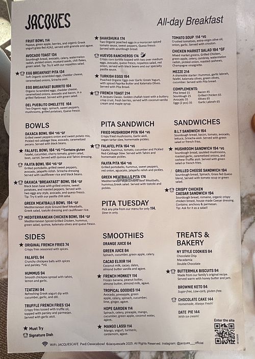 Vegan clearly marked  at Jacques in San Miguel De Allende