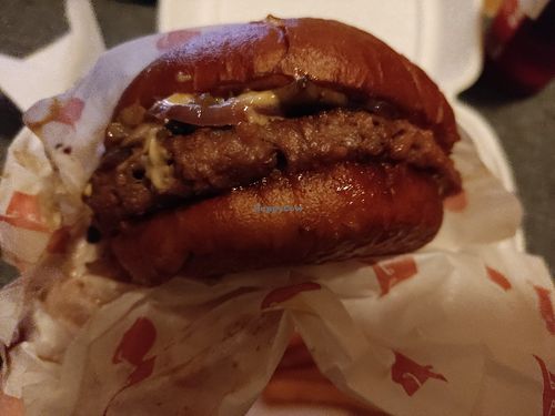 Magic mushroom truffle and Swiss burger (vegan) at The Tavern in Prague