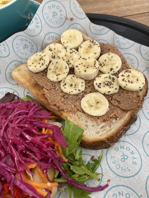 PB & banana on toast £7!!! at Short & Strong Cafe & Deli in St Austell