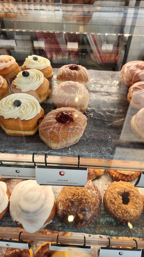 Strawberry compote vegan donut at Good Company Doughnuts & Cafe in Arlington