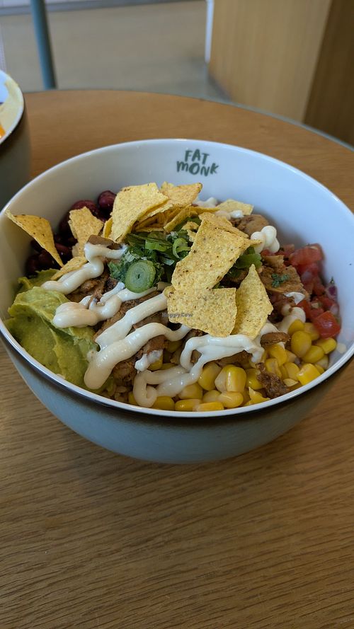 Big burrito bowl at Fat Monk - Wien Mitte in Vienna
