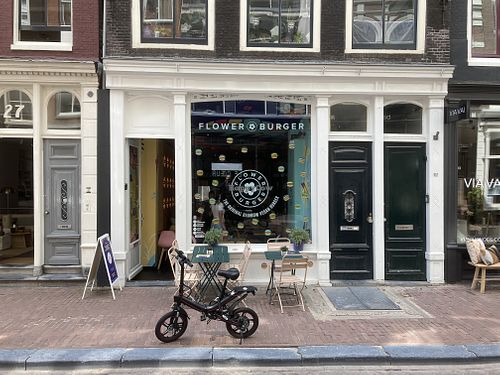 Outside at Flower Burger in Amsterdam