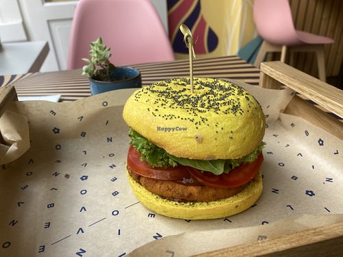 Spicy chickpea burger at Flower Burger in Amsterdam