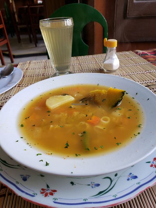 Lunch soup and drink at Mandala in Arequipa