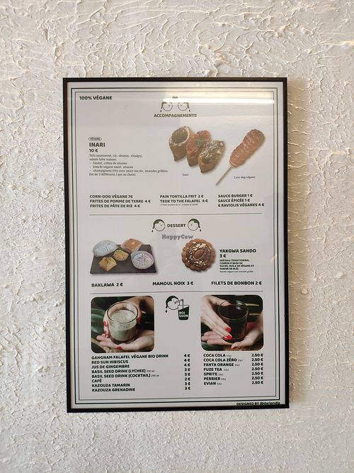 Menu at GangNam Falafel in Paris