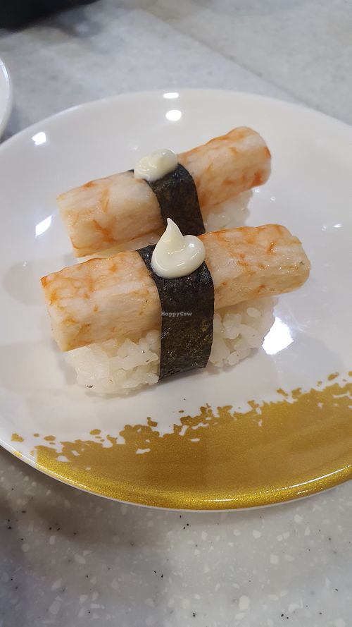 Cradstick sushi. Don't look like in the menu photo. Taste ok.  at Saute Sushi 素特•素司 in Central Singapore