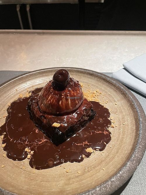 1/2 PINT SOFT SERVE Brownie Chocolate sauce magic at PLANTA Queen in New York City