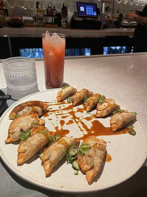 Dumplings Platter. Melon Rose. at PLANTA Queen in New York City