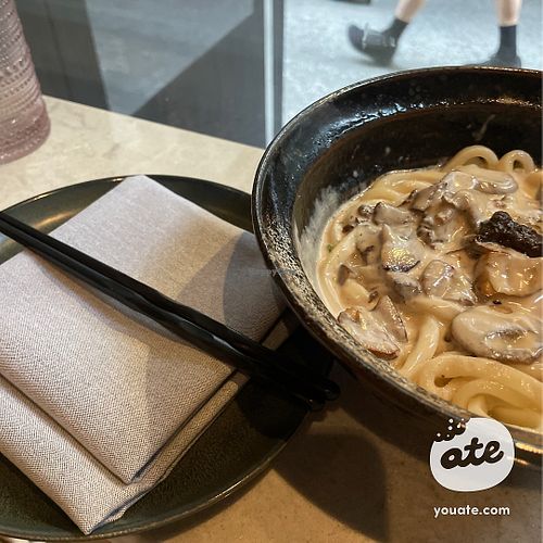 Udon noodles by the windoww  at PLANTA Queen in New York City