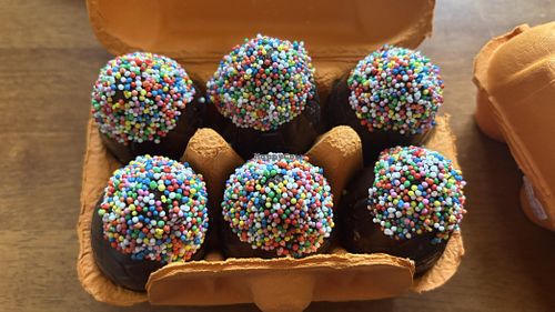 6 hollow Easter eggs with hundreds and thousands -really tasty chocolate   at Vegan Chocolate Co - Online delivery in Dulwich Hill