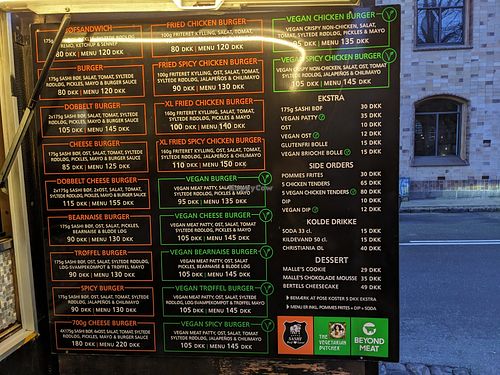 Menu at Square Burger in Copenhagen