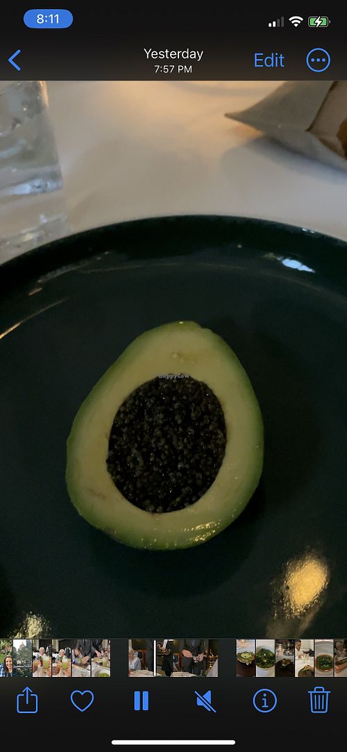 Avocado with a seed or berry that I had never heard of which was outstanding - texture of caviar   at Eleven Madison Park in New York City