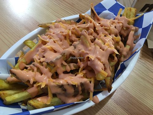 Loaded fries with cheddar at Montana Shop Porto in Porto