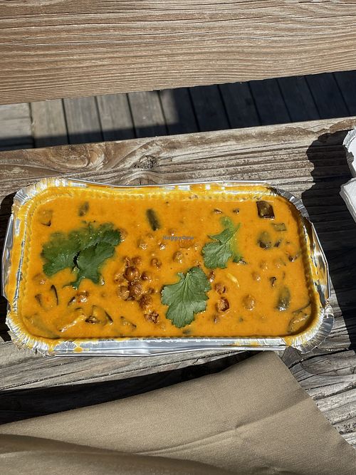 Vegan curry take away  at Bar Do Fundo in Colares