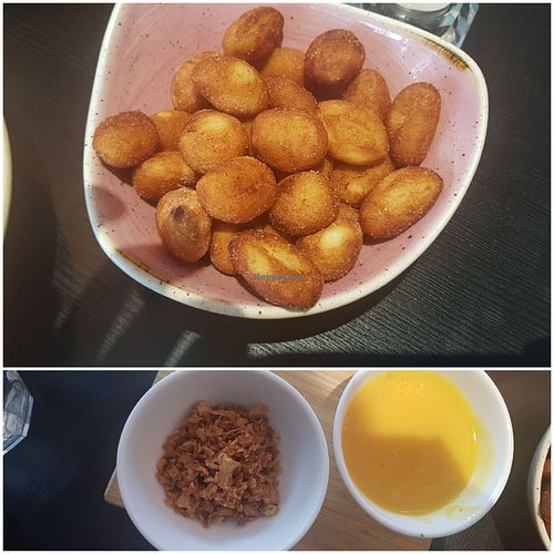 Gnocchi with cheese sauce and crispy onions at Pastan Bristol in Bristol