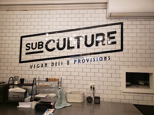 Behind counter at Subculture Vegan Deli & Provisions  in Albany