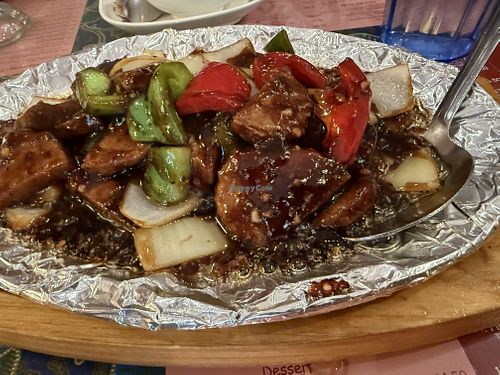 Veggie sizzling (vegan) beef   at Layang Layang in Milpitas