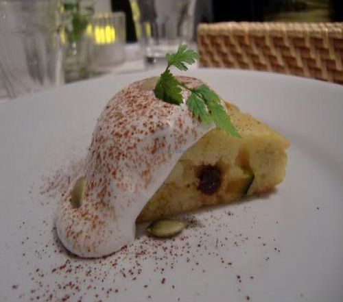 Pumpkin cake with soy whip cream at AIN SOPH.Ginza in Tokyo