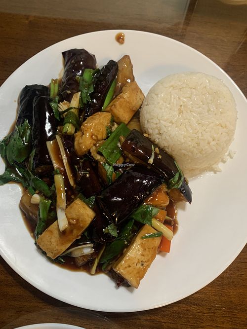 Eggplant tofu…oil free!   at Pho Vegan Asian Cuisine in Folsom