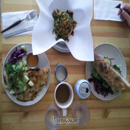 vietnamese sizling pancake, samosa sope and bahn mi sandwich at Daily Grub in Omaha