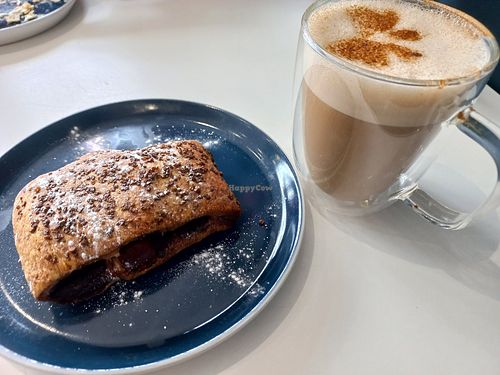 Pain au chocolat and spiced latte at Vunch in Bromley