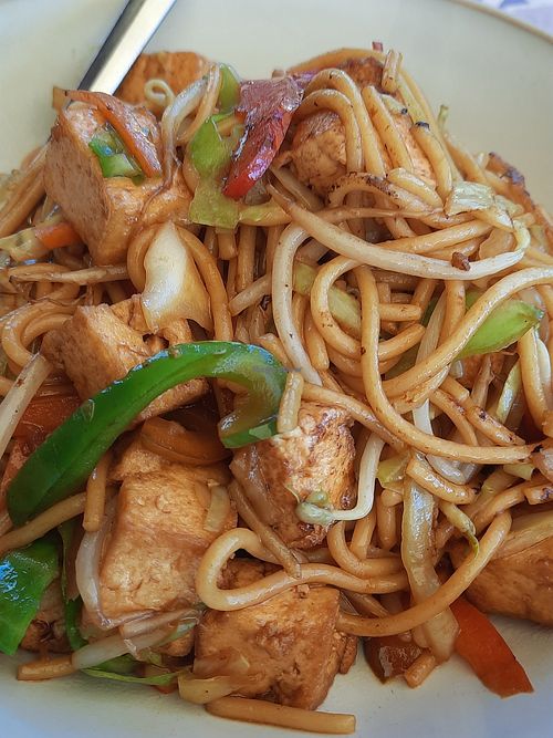 Noodles with tofu addition. at Asia House in Gran Canaria