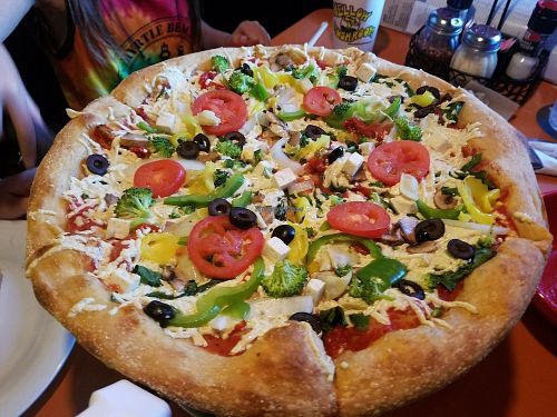 Mega Veggie with Daiya cheese  at Mellow Mushroom in Myrtle Beach