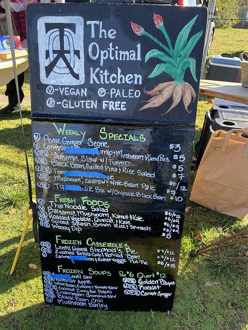 Menu 11.19.22  at The Optimal Kitchen in Orleans