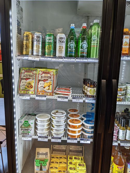 Refrigerated foods and drinks at The Garden Kitchen in Houston