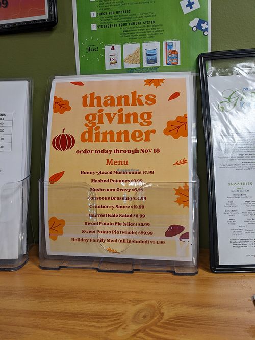 Thanksgiving preorder menu at The Garden Kitchen in Houston
