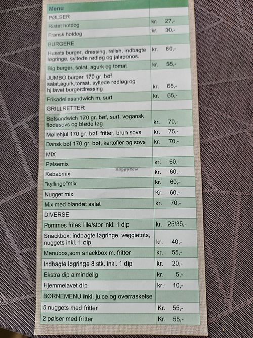 The menu at Roadhouse in Nibe