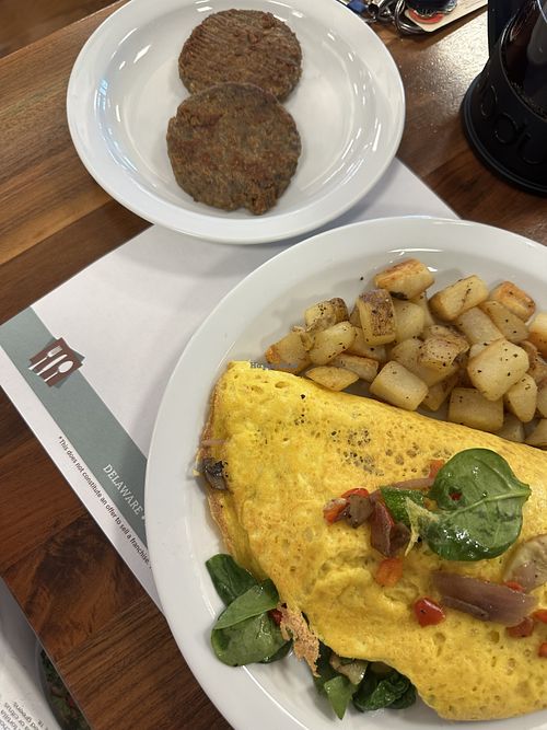 CrossFit omelet with a side of beyond breakfast sausage - my fav that I had  at Turning Point in Manalapan