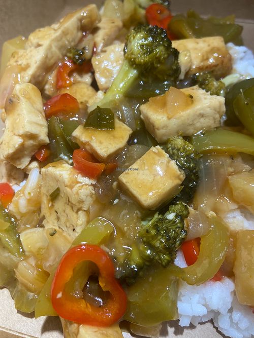 Sweet & Sour Tofu over Jasmine Rice at Nourishing Empowerment in Cypress