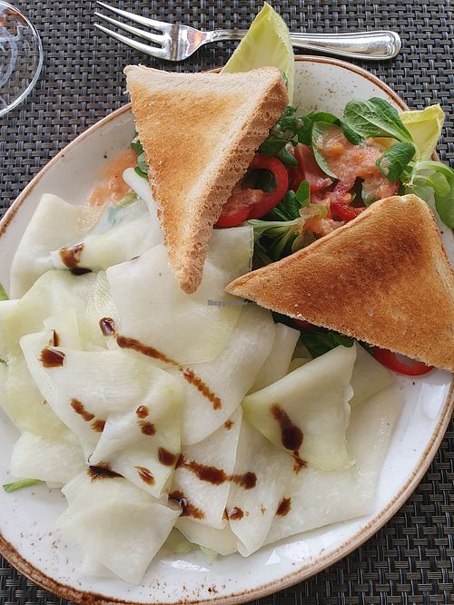 Turnip cabbage carpaccio with salad and toast at Hotel Pension Tyrol in Telfs