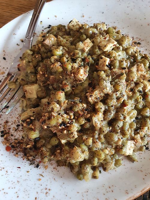 Protein Kick off (with tofu, chili and mung beans) as breakfast option at Hotel Pension Tyrol in Telfs