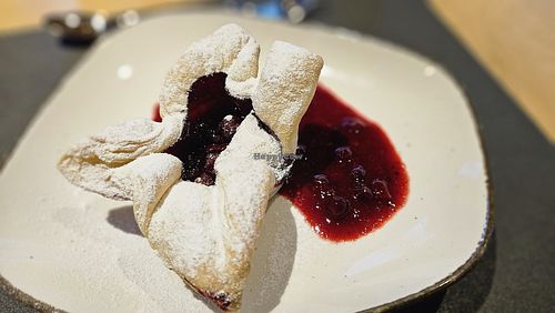 Puff pastry flower with cherries at Hotel Pension Tyrol in Telfs