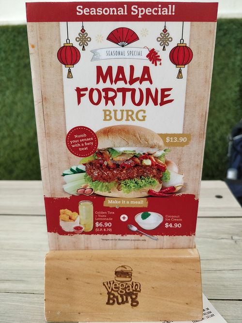 Mala Fortune burger at VEGANBURG - Eunos Flagship Outlet in East Singapore