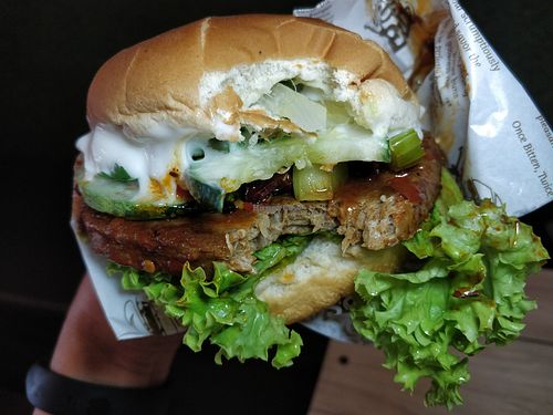 Mala Fortune burger at VEGANBURG - Eunos Flagship Outlet in East Singapore
