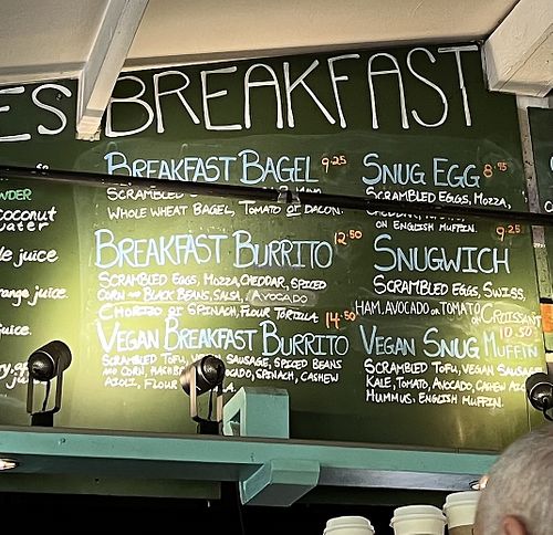 Two vegan breakfast items; Vegan Breakfast Burrito and Vegan Snug Muffin  at Snug Cafe in Bowen Island