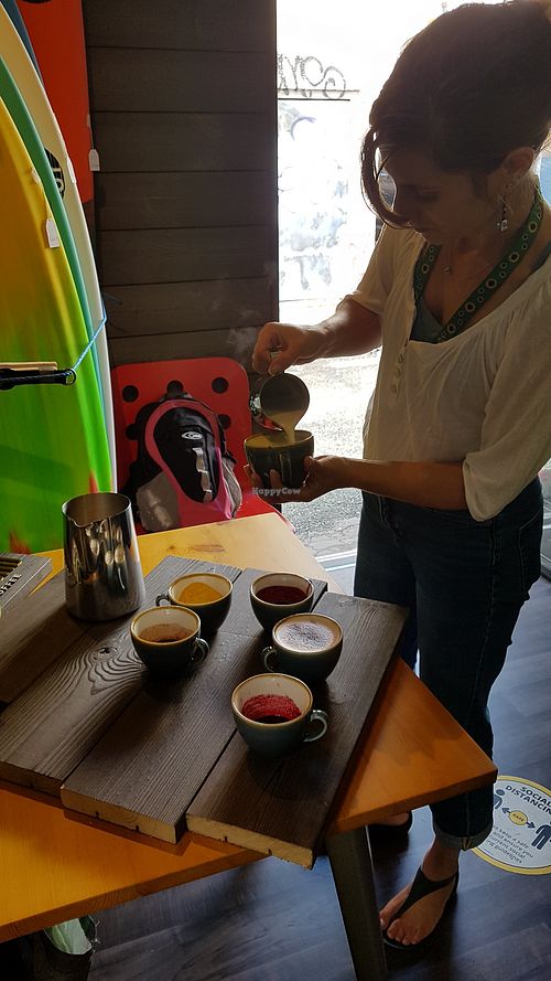 Rhi making her magic for the Winter special menu. at Ground Plant Based Coffee in Swansea